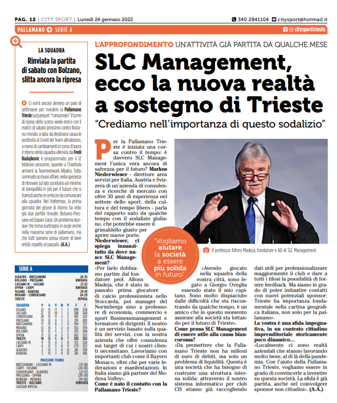 "SLC Management, a new reality to support Trieste"